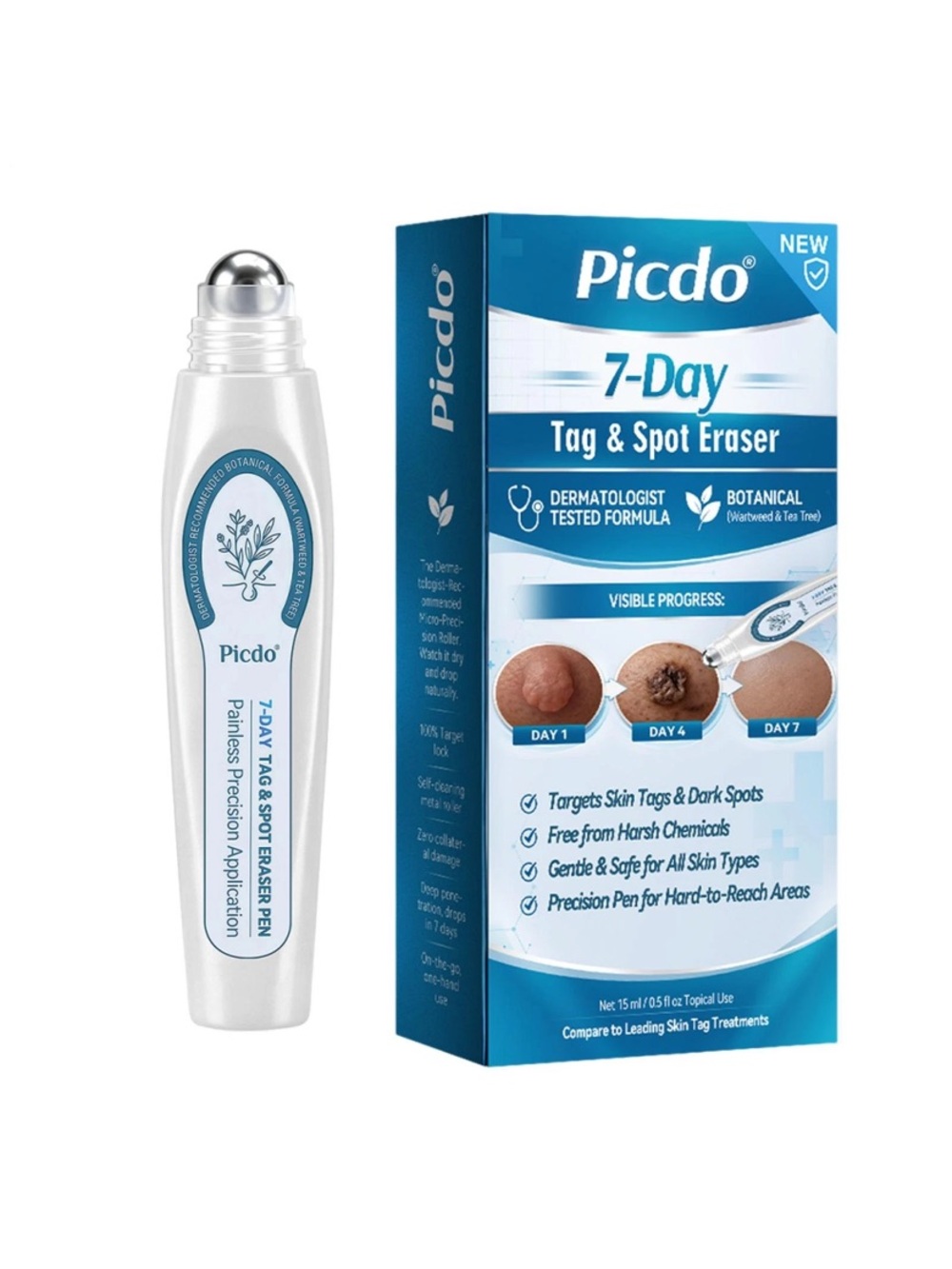 Picdo 7 Day Spot and Tag Remover Pen, Beauty Rolerball Pen, Smooths and Softens